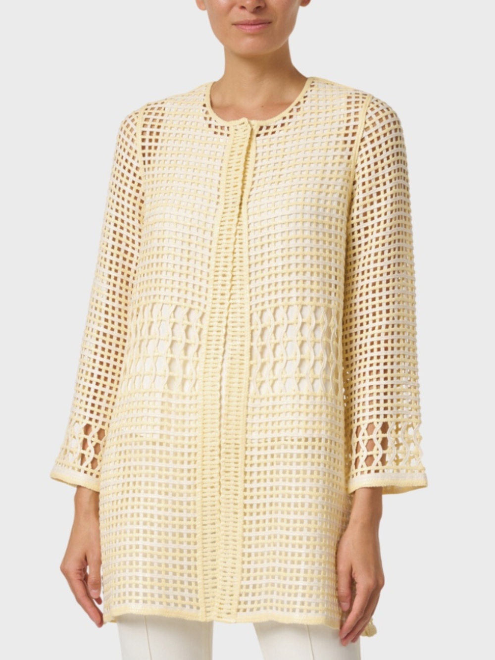 Rani Arabella Cotton Lace Jacket in Lemon-White XL